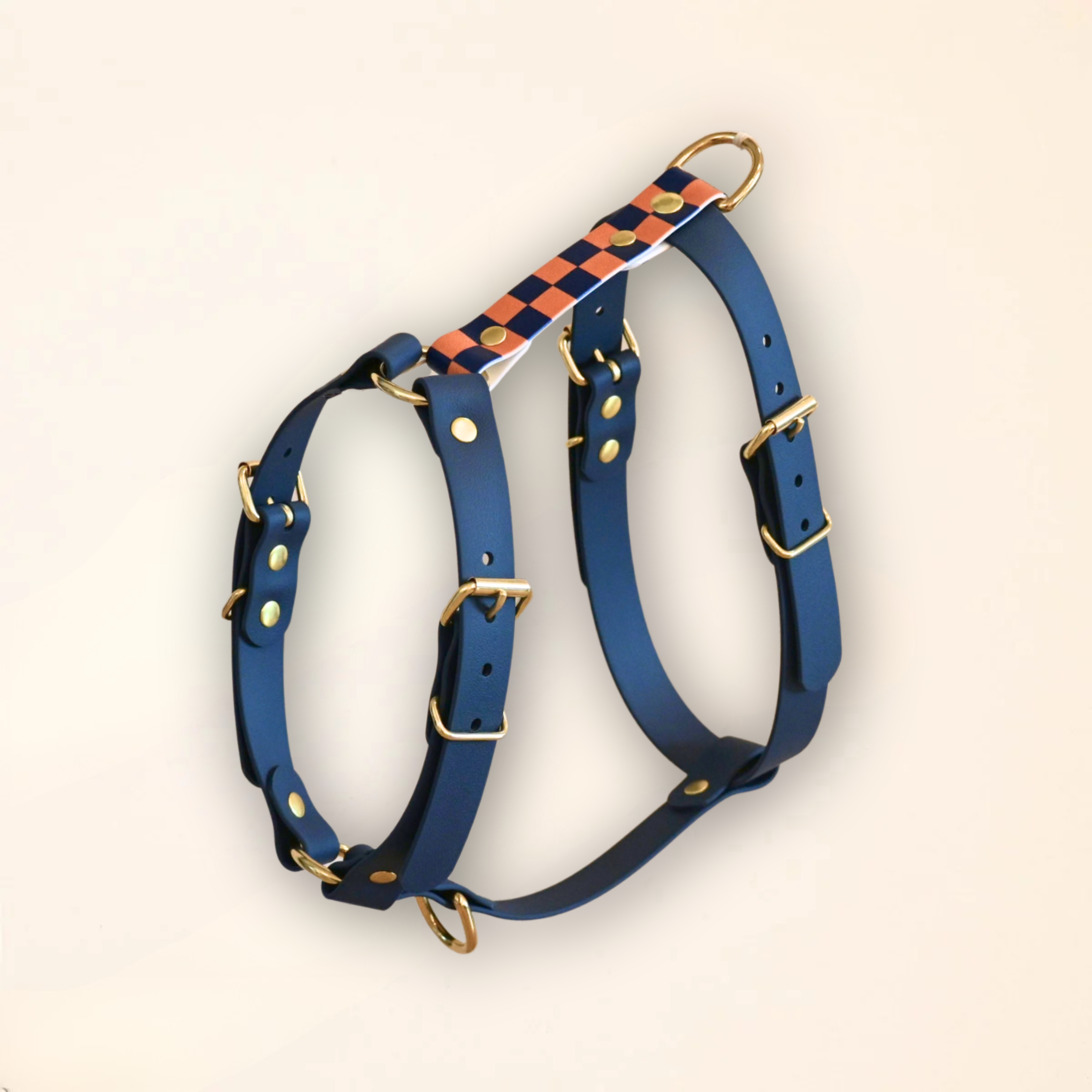 fid-le-paris-damier-harnais-chien-bleu-nuit-m-avec-laisse-120-cm image 1
