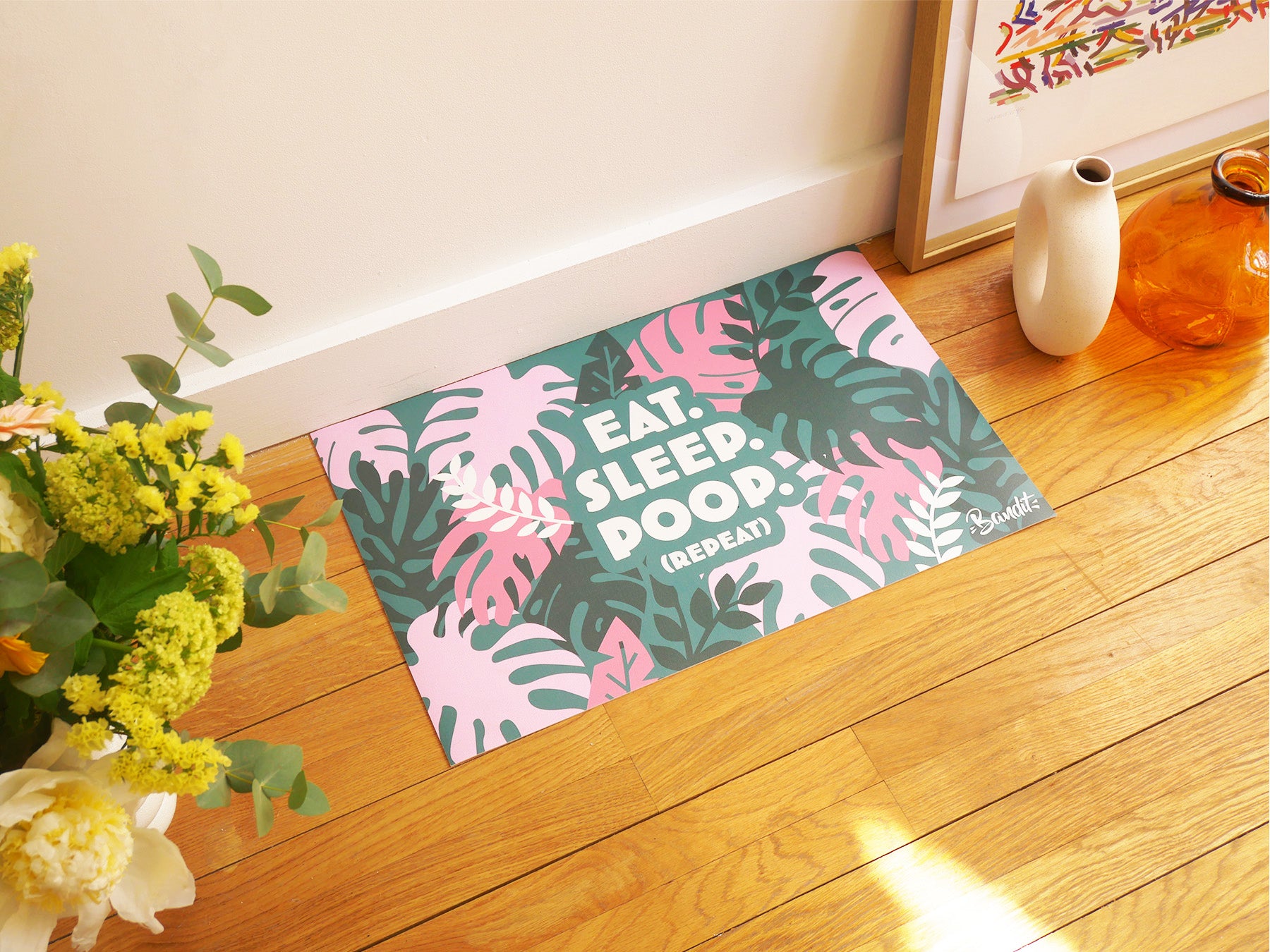 bandit-eat-sleep-poop-tapis-gamelle-pvc-55x33-cm image 1