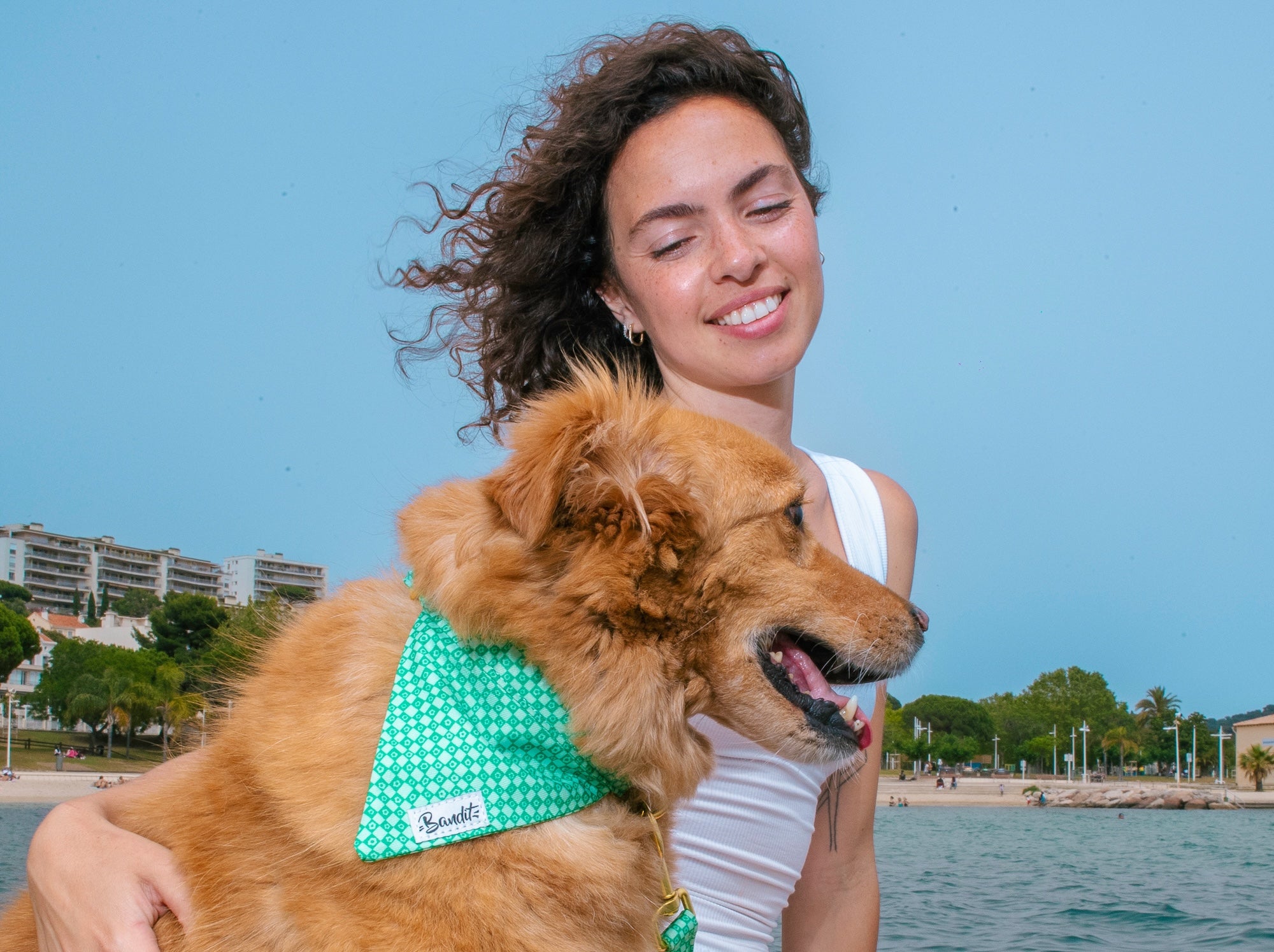 bandit-green-vibes-only-bandana-chien-petit-chien-carreaux-vert image 3