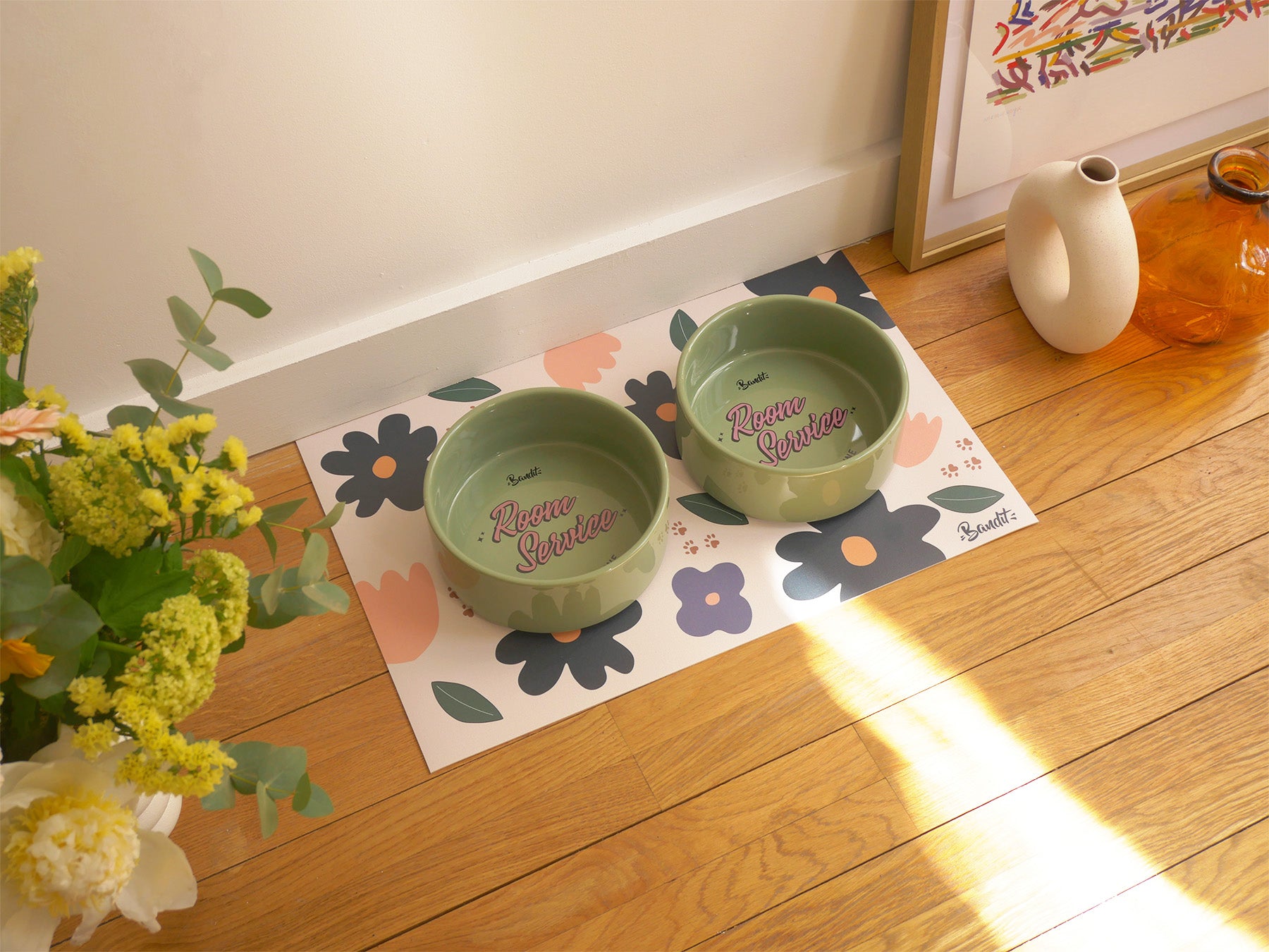 bandit-tapis-de-gamelle-floral-chien-et-chat-pvc-55x33cm image 5