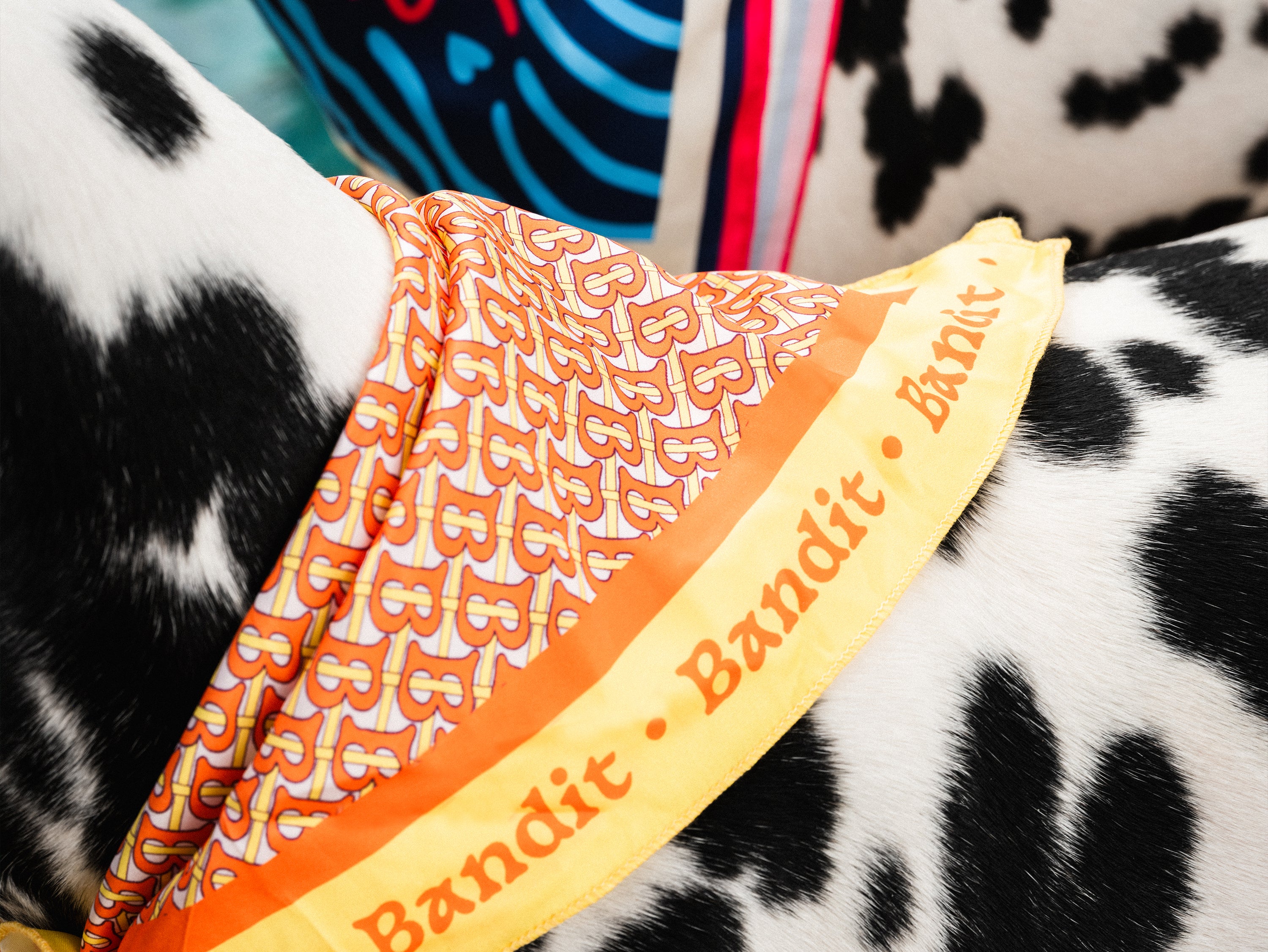 bandit-monogramme-foulard-chien-orange-taille-m-43x43 image 4