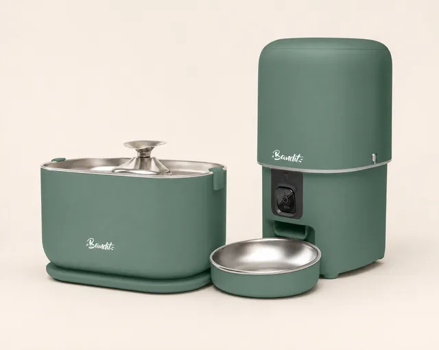 bandit-kit-fontaine-filaire-distributeur-croquettes-vert image 1