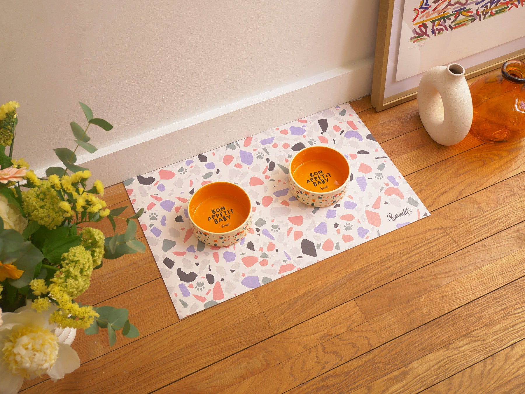 bandit-tapis-de-gamelle-terrazzo-pastel-55x35-chien-chat-pvc image 3
