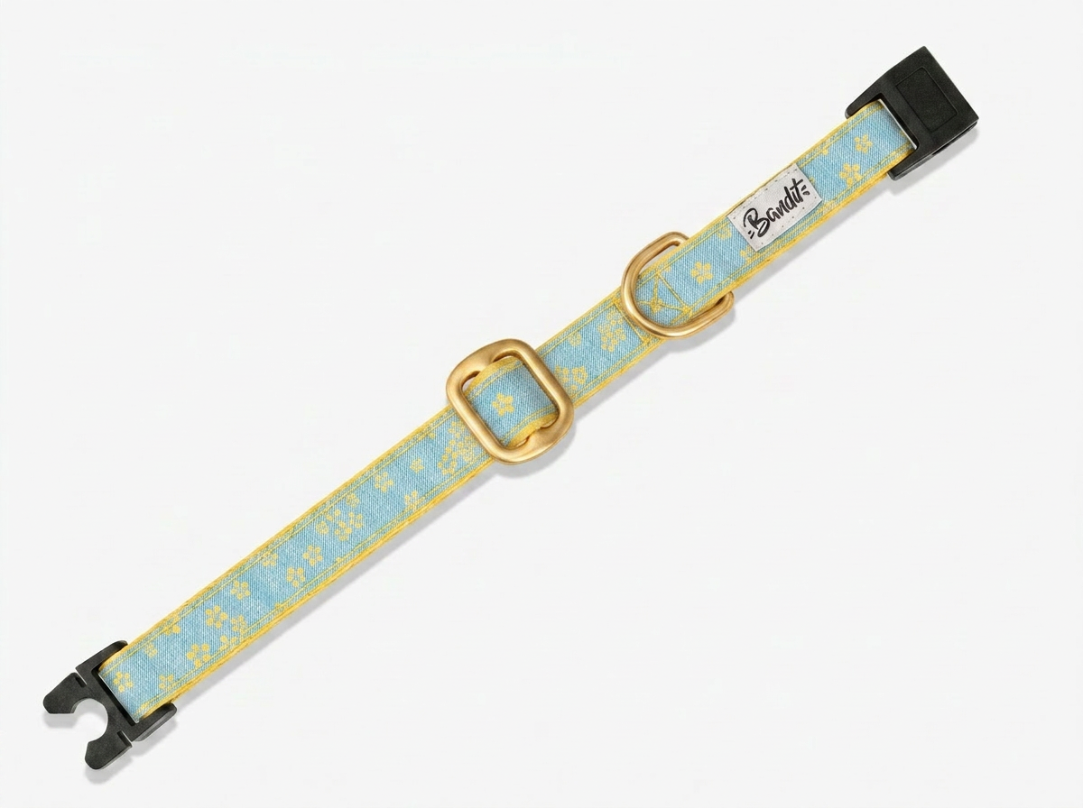 bandit-mimosa-collier-chat-jean-fleurs-jaunes-chat image 1