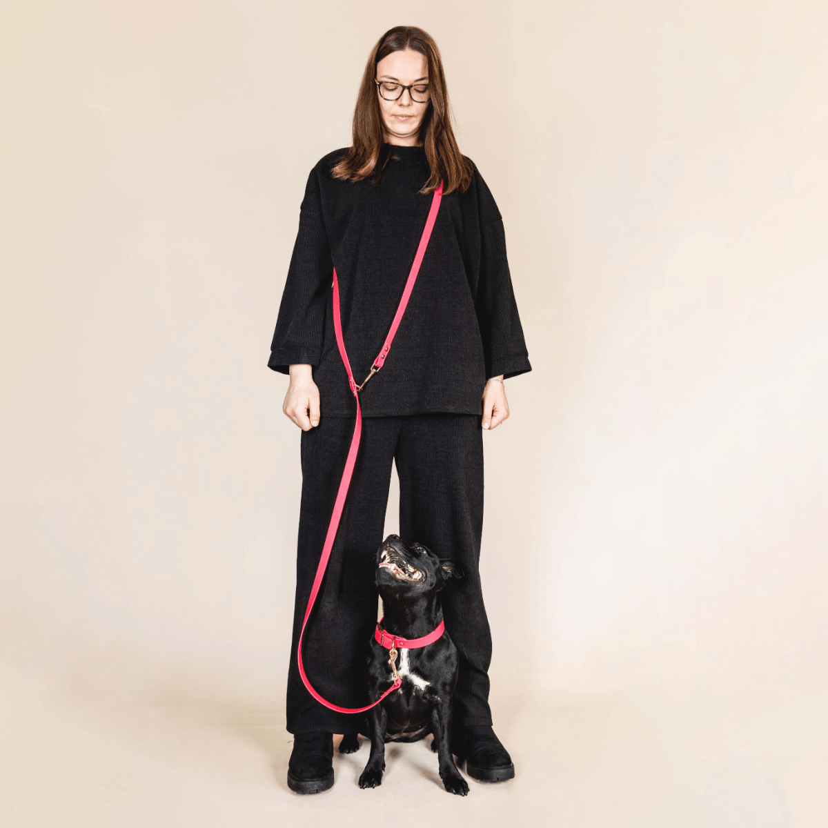fid-le-laisses-multi-positions-rose-fluo-laisse-chien-16-mm image 2