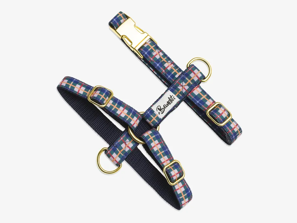 bandit-harnais-chien-grand-froid-tartan-lilas-chien-moyen image 1