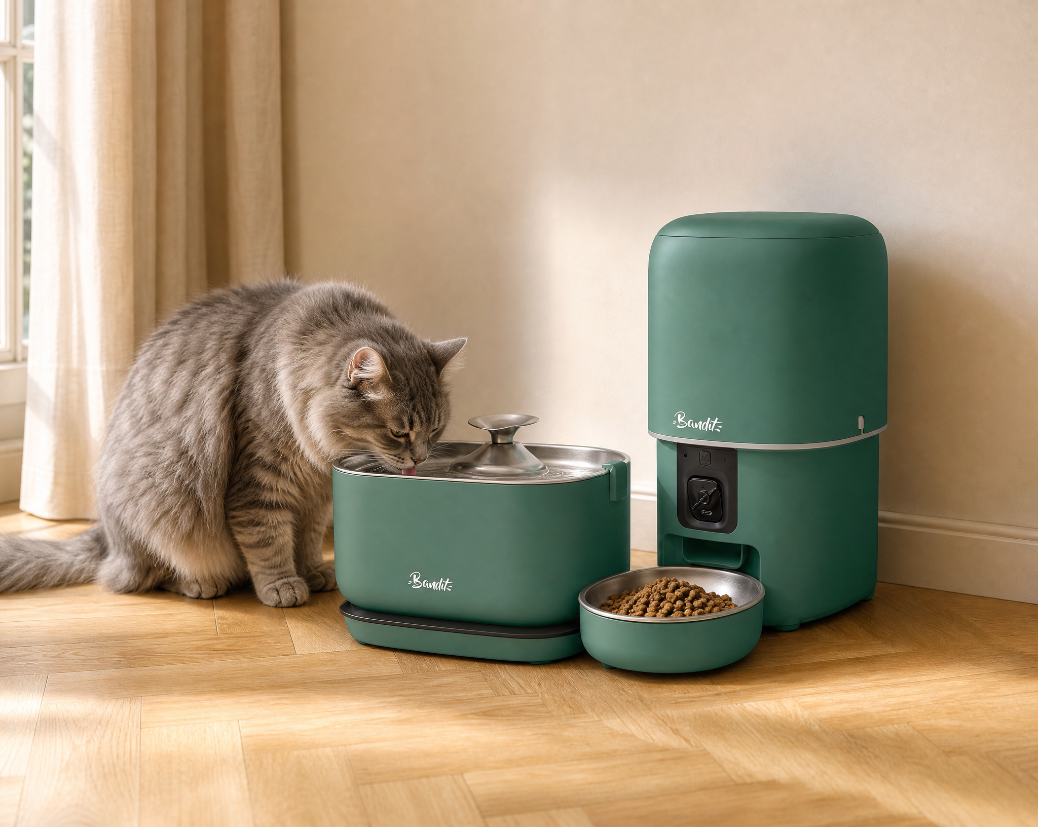 bandit-kit-fontaine-sans-fil-distributeur-croquettes-cr-me image 5