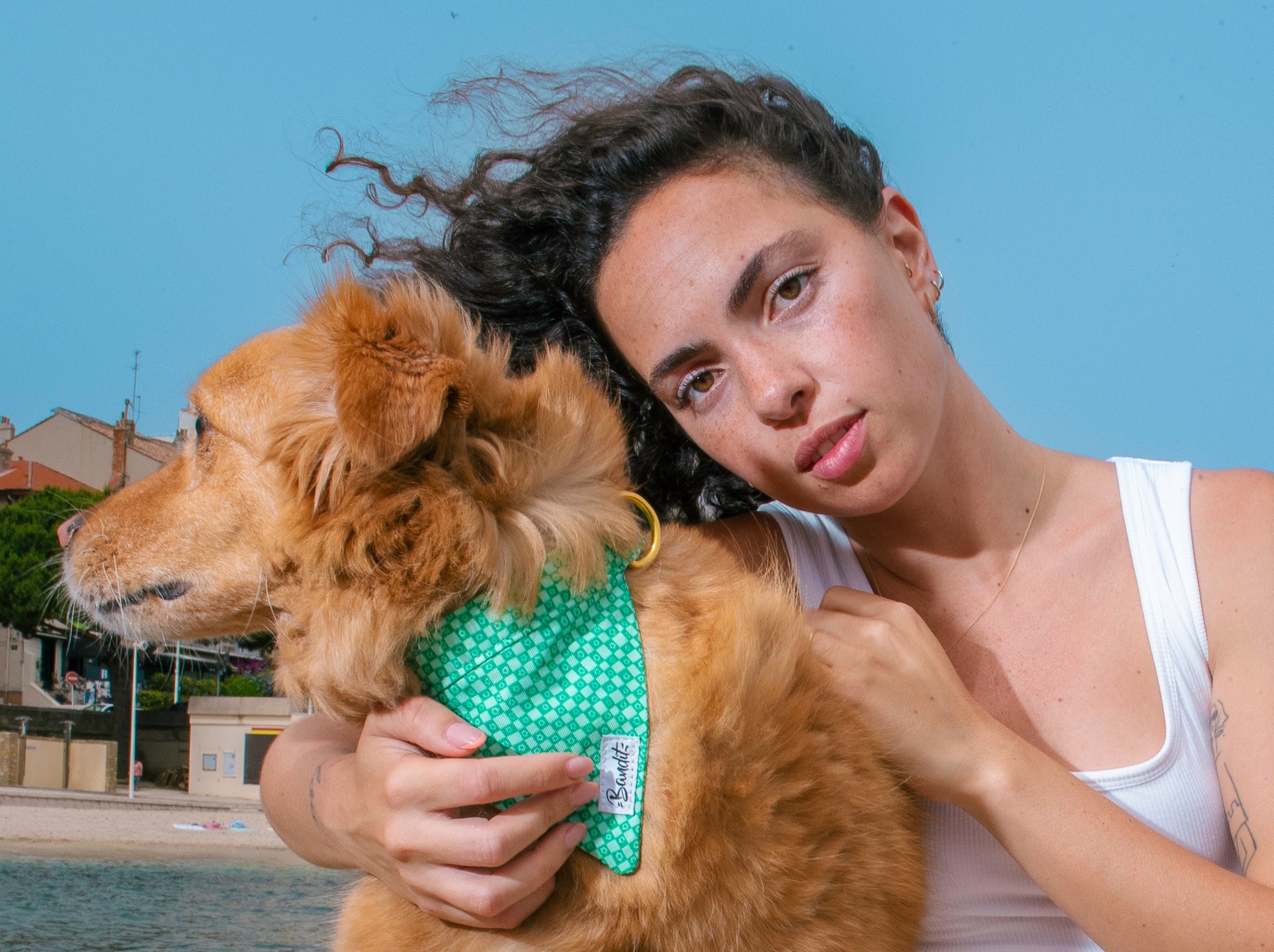 bandit-green-vibes-only-bandana-chien-petit-chien-carreaux-vert image 2