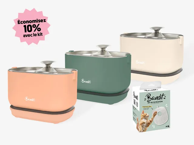 bandit-les-kits-fontaine-sans-fil-fontaine-chat-verte-4-filtres-inox-2-5l image 1