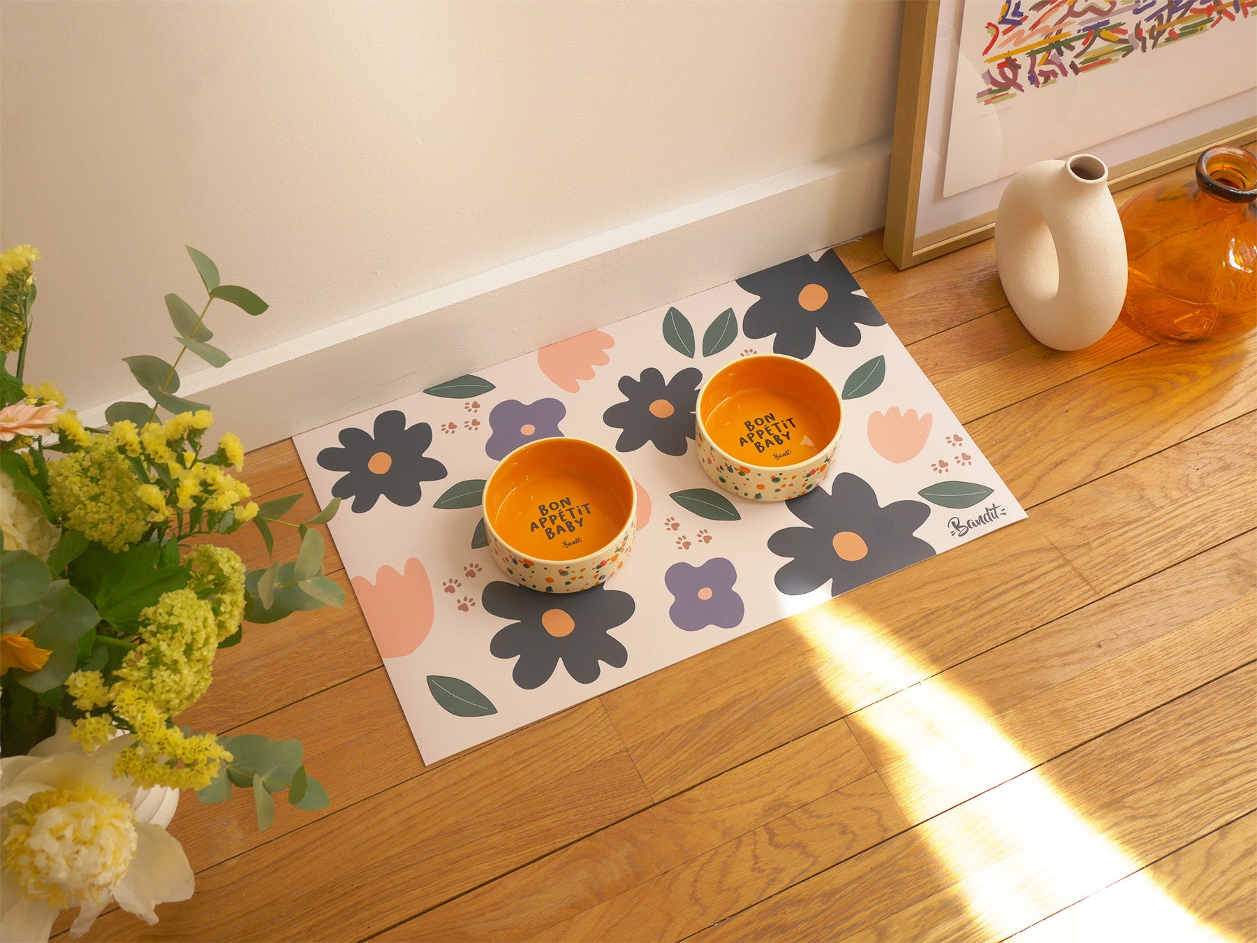 bandit-tapis-de-gamelle-floral-chien-et-chat-pvc-55x33cm image 4