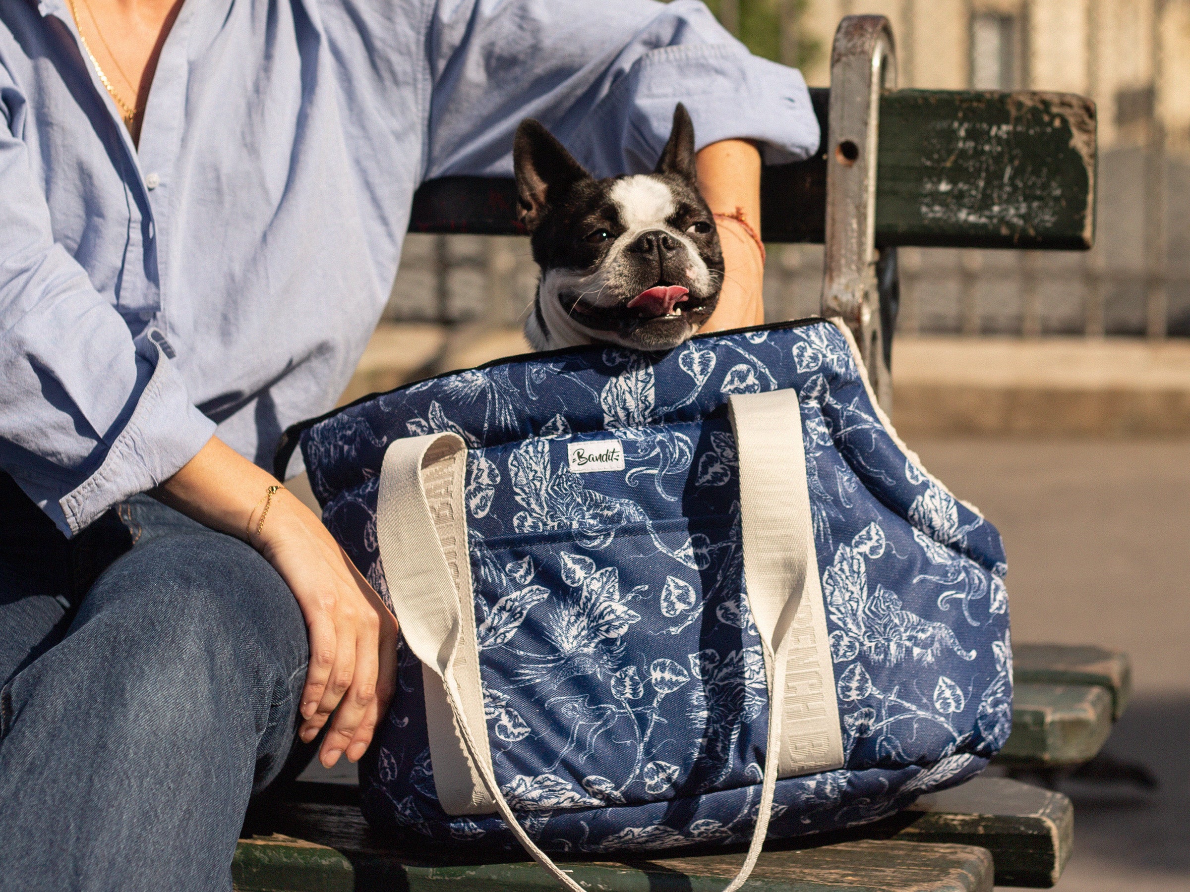 bandit-sac-transport-chien-toile-de-jouy-motif-exotique-xs image 7