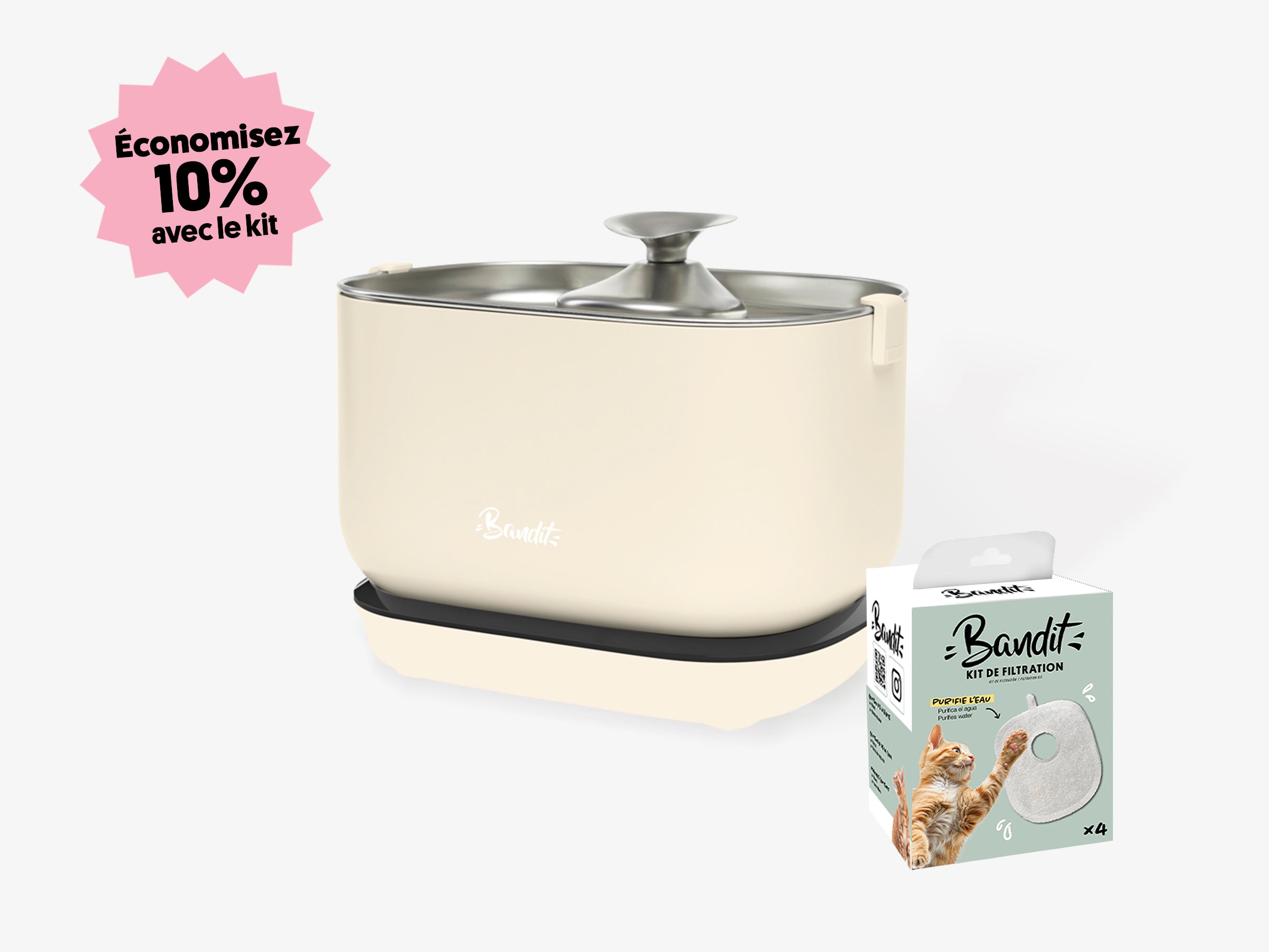 bandit-les-kits-fontaine-sans-fil-fontaine-chat-verte-4-filtres-inox-2-5l image 7