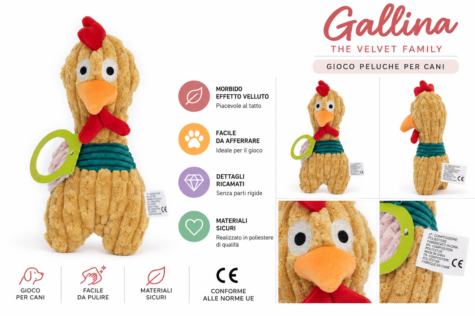 coralpina-velvet-poppy-jouet-poulet-velours-24-cm image 4
