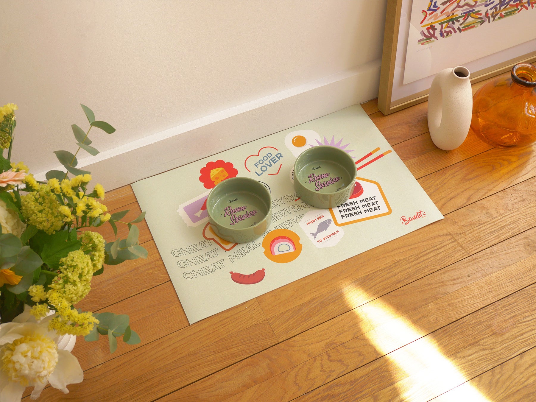 bandit-tapis-gamelle-stickers-chien-chat-55x33-cm image 2