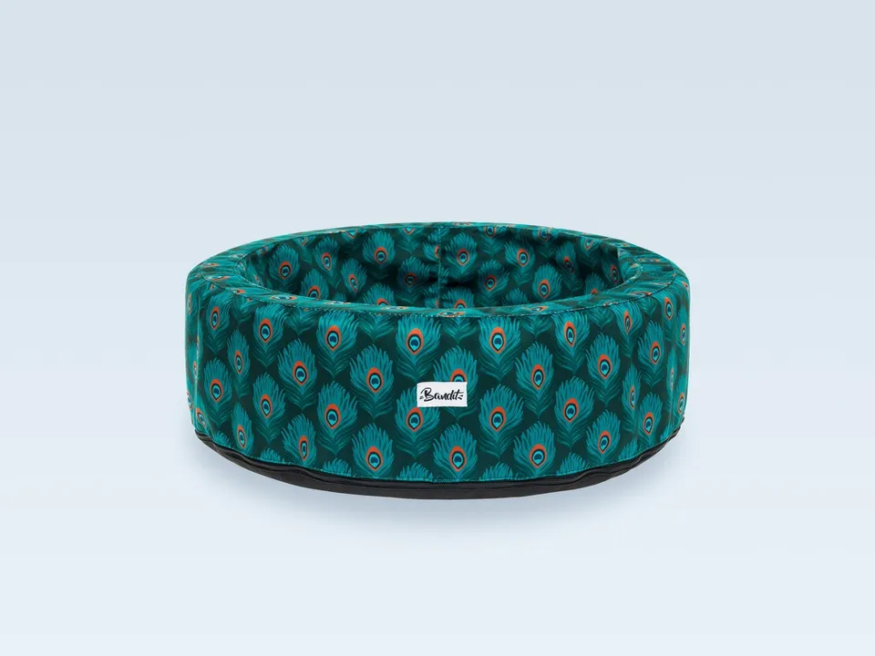 bandit-paniers-pour-chat-rond-plumes-de-paon-panier-paon image 1