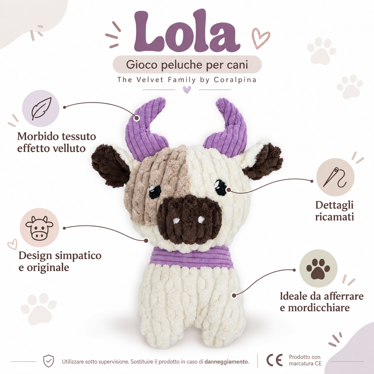 coralpina-velvet-lola-jouet-vache-velours-22-cm image 4