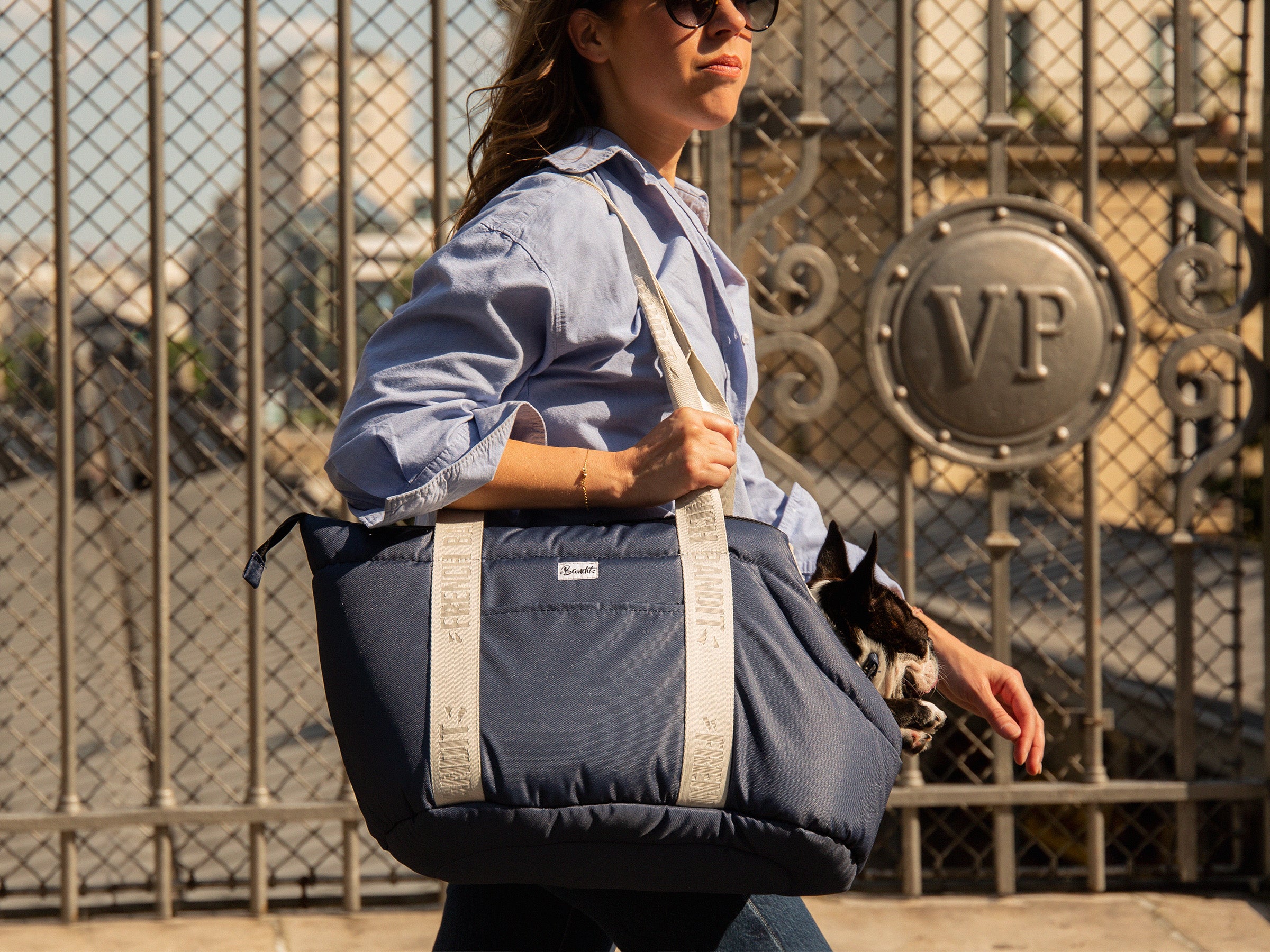 bandit-sac-transport-chien-uni-bleu-gris-taille-s-paule image 8