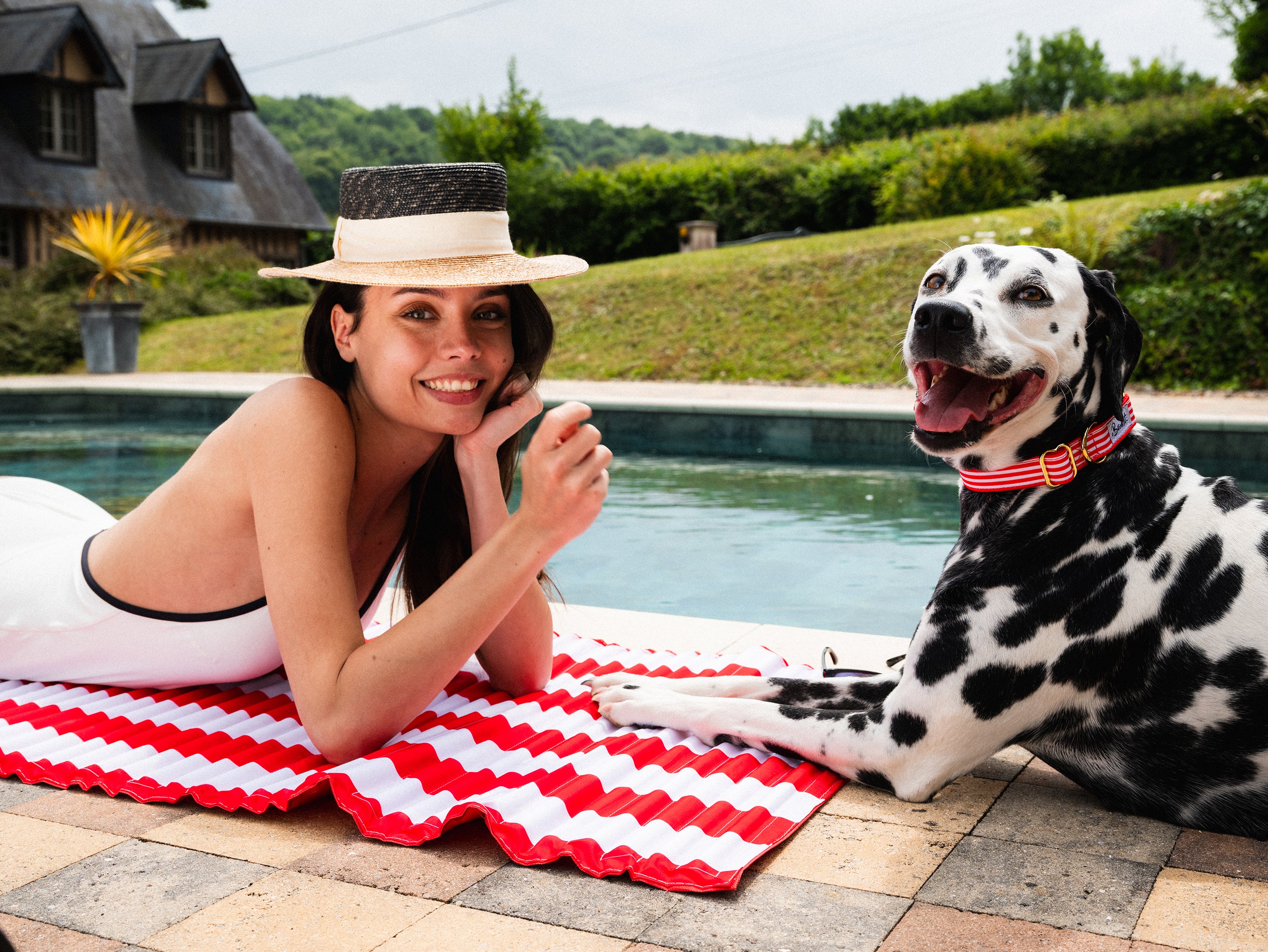 bandit-les-bains-collier-chien-ray-rouge-et-blanc-petit-chien image 3
