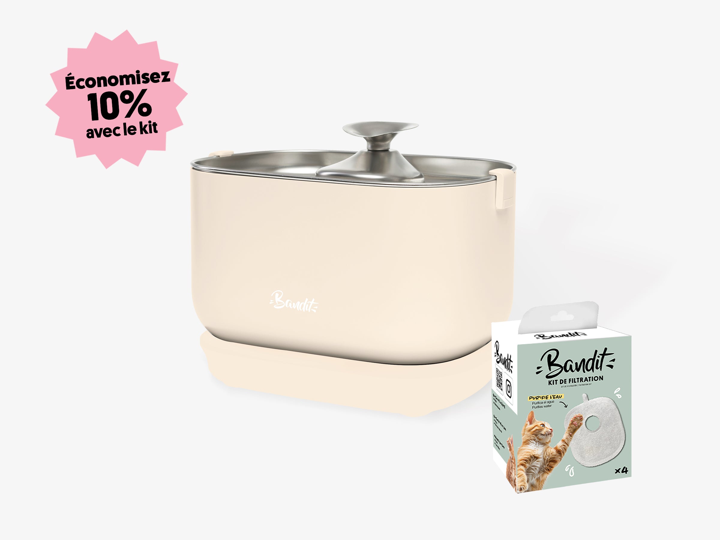 bandit-kit-fontaine-chat-filaire-inox-2-5-l-4-filtres image 2