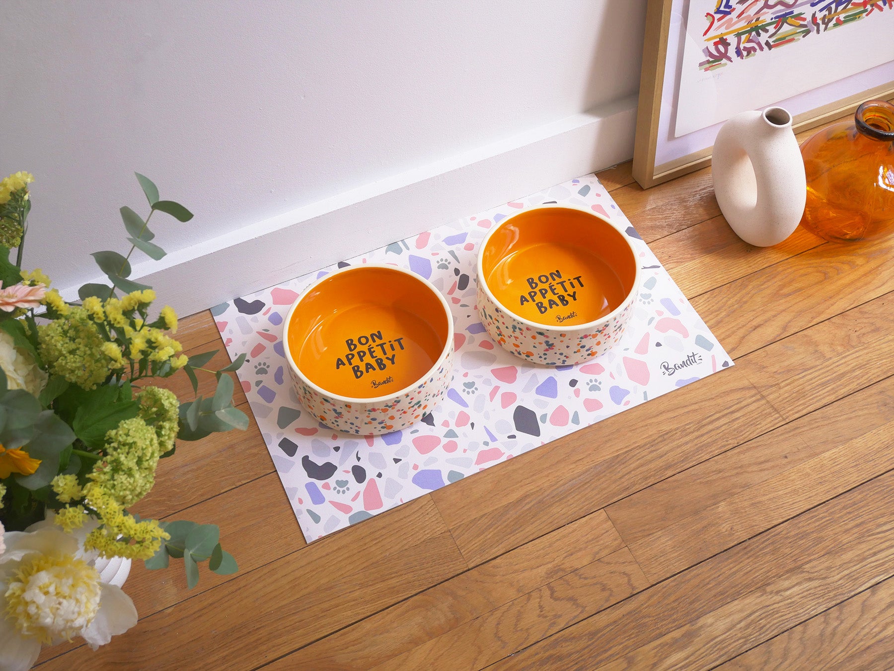 bandit-tapis-de-gamelle-terrazzo-pastel-55x35-chien-chat-pvc image 6
