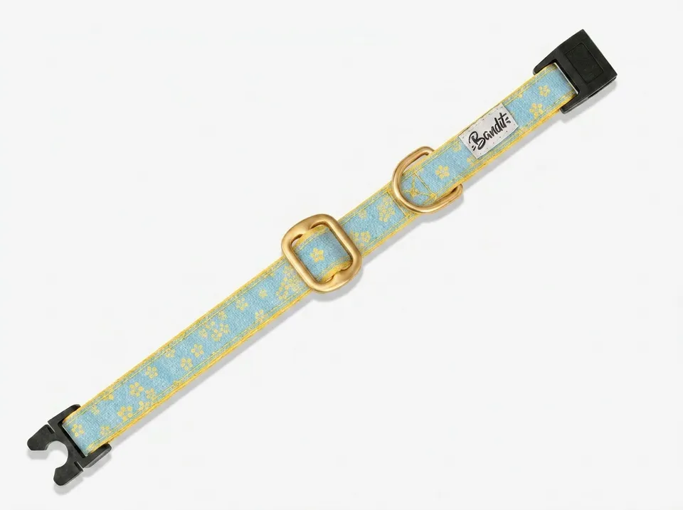 bandit-mimosa-collier-chat-jean-fleurs-jaunes-chat image 1