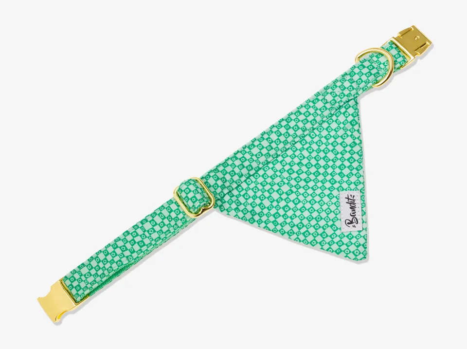 bandit-green-vibes-only-bandana-chien-petit-chien-carreaux-vert image 1
