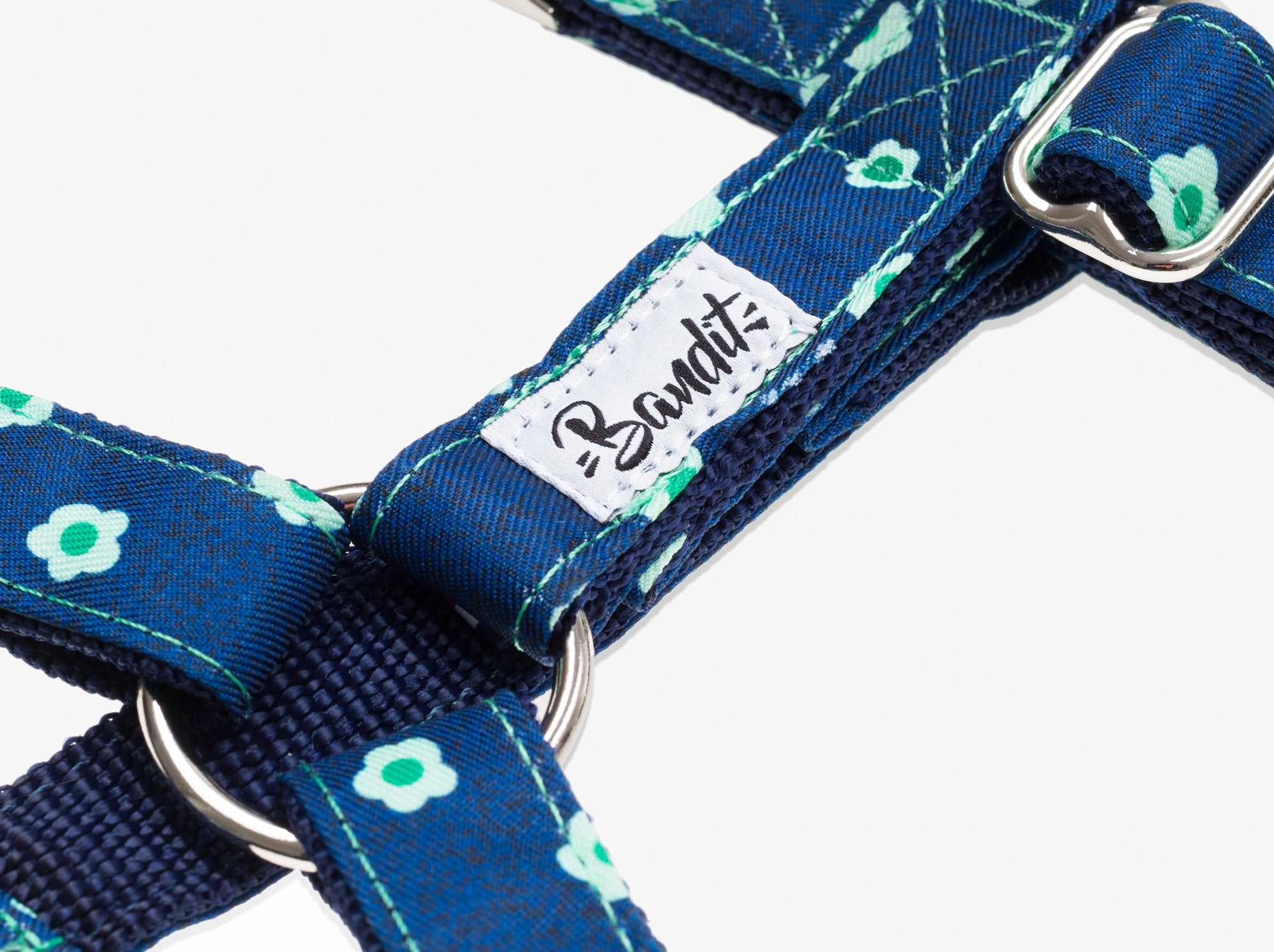 bandit-harnais-denim-bleu-brut-harnais-chien-fleurs image 3