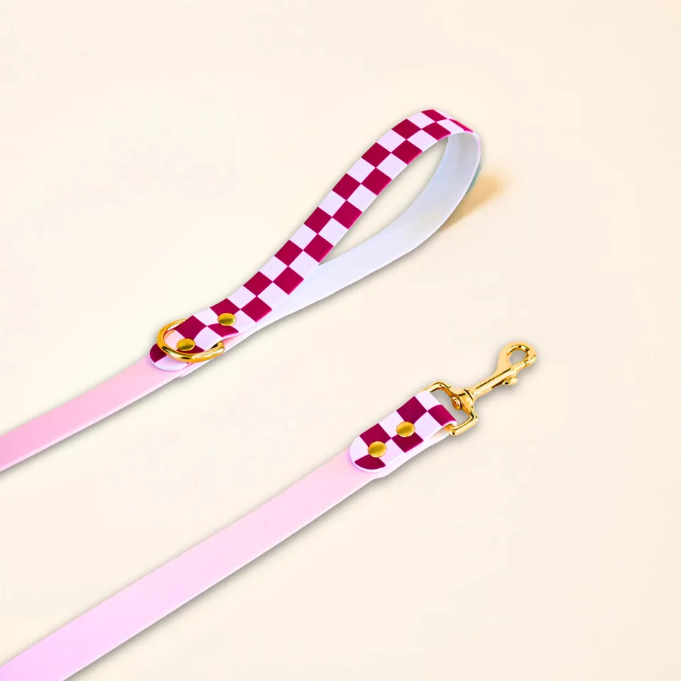 fid-le-paris-damier-laisse-chien-rose-20-mm-imperm-able image 1