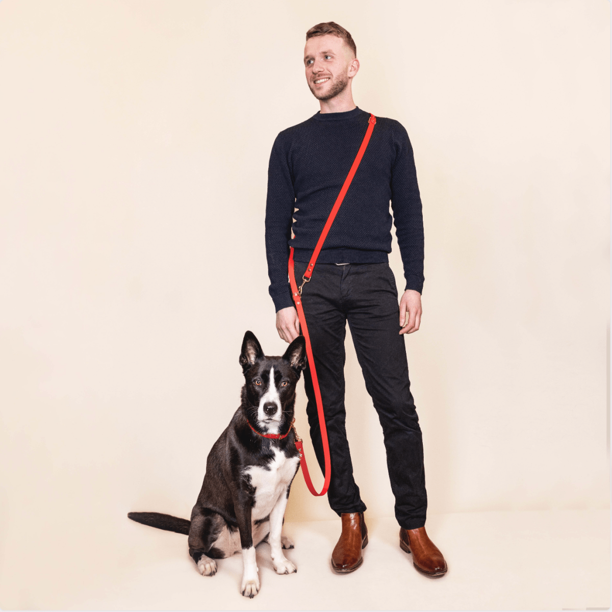 fid-le-paris-laisse-multi-positions-chien-rouge-biothane image 2
