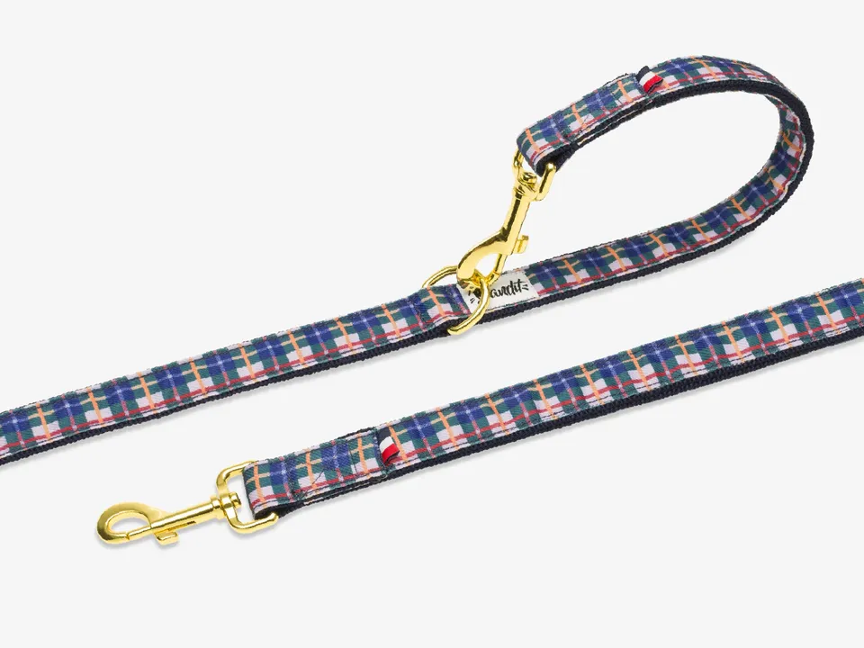 bandit-tartan-lilas-laisse-chien-120-cm-violette-boucle-dor-e image 1