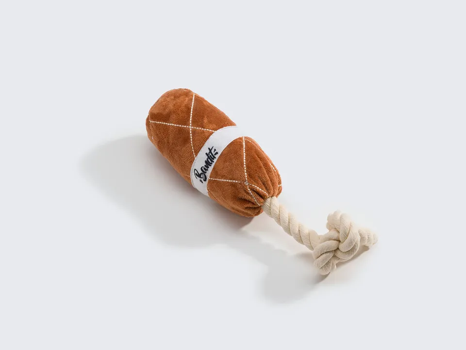 bandit-jouet-pour-chien-saucisson-peluche-corde-couineur image 1