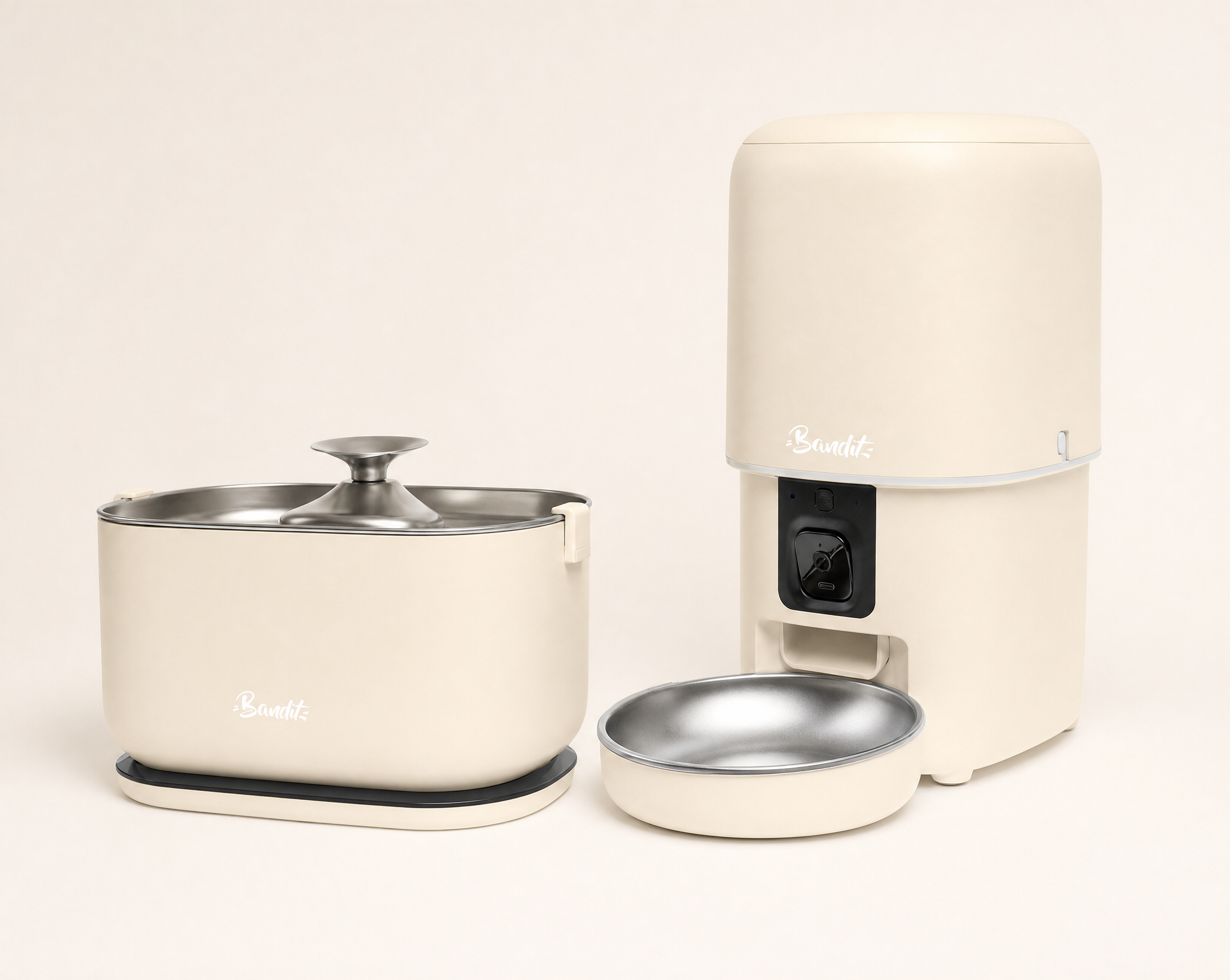 bandit-kit-fontaine-sans-fil-distributeur-croquettes-cr-me image 2