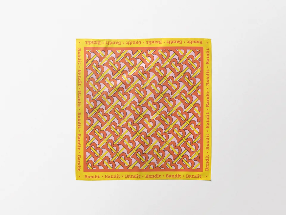 bandit-monogramme-foulard-chien-orange-taille-m-43x43 image 1
