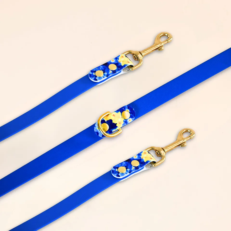fid-le-paris-laisse-bloom-bleu-floral-multi-positions-16mm image 1