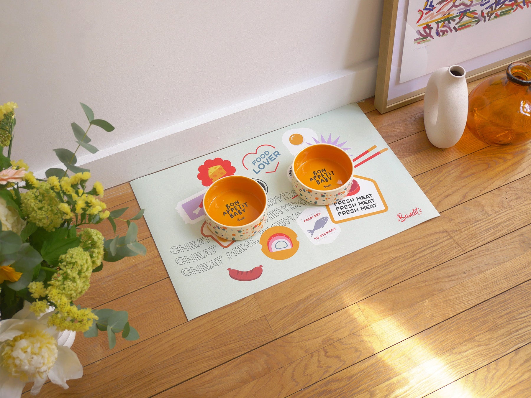 bandit-tapis-gamelle-stickers-chien-chat-55x33-cm image 3