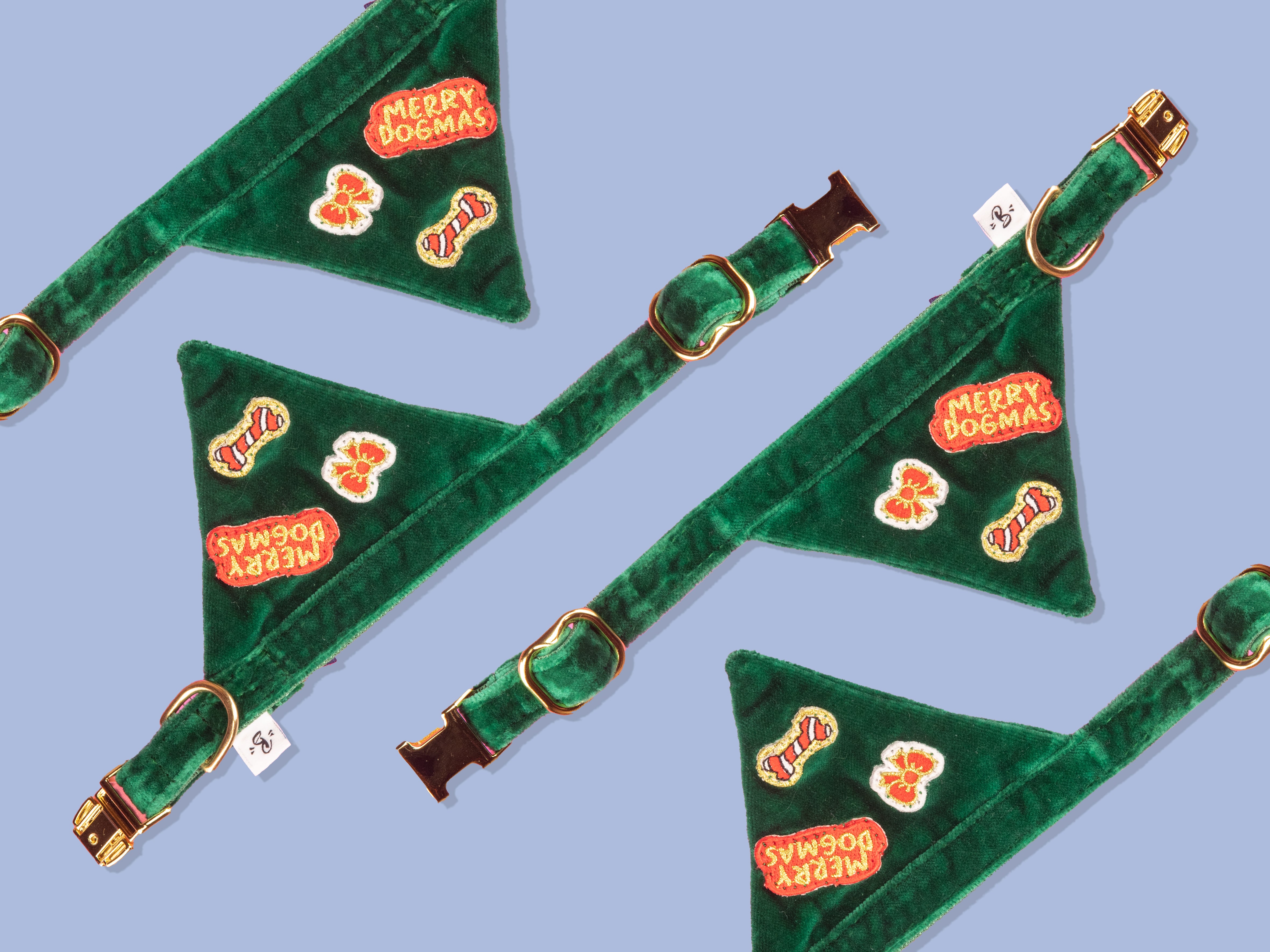 bandit-bandana-chat-velours-vert-no-l-boucle-laiton image 1
