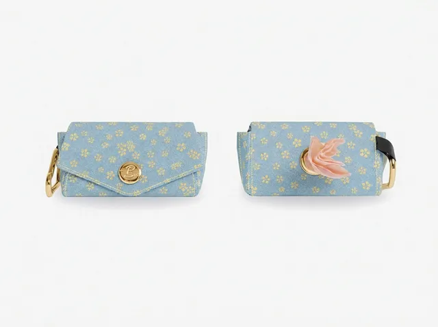 bandit-pochette-sacs-crottes-chien-jean-fleurs-mimosa image 1