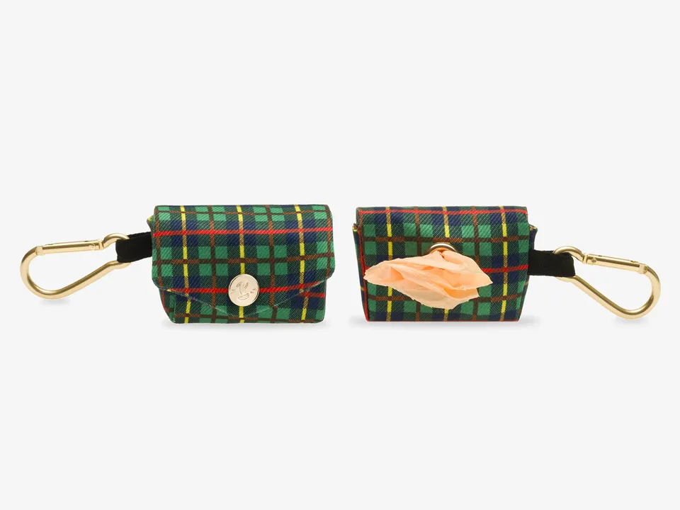 bandit-tartan-vert-pochette-sacs-crottes-boucle-dor-e image 1